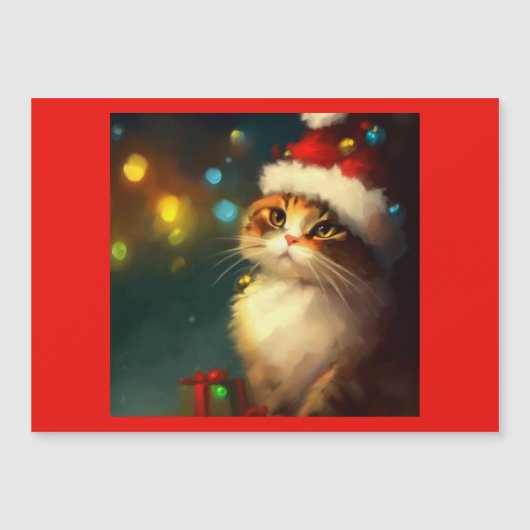 Carte Magnétique Chat Noël 3 (Devant)