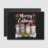 Carte Magnétique Chat Noël Santa Hat Funny Joyeux Noël (Devant / Derrière)