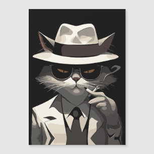 Carte Magnétique Chat Noir Cool : Félin Souriant et Mystérieux