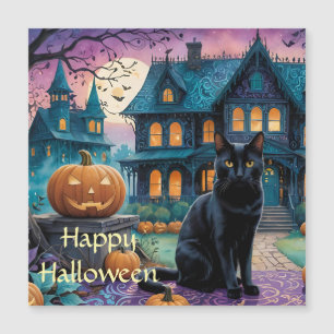 Carte Magnétique Chat noir cool, Jack O Lanterns, Maison Éffrayante