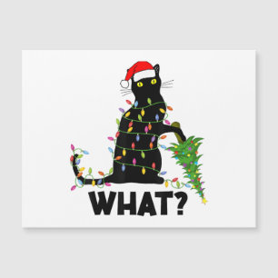 Carte Magnétique Chat Noir Drôle Poussant Arbre De Noël Sur Chat Ch