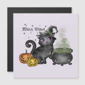 Carte Magnétique Chat noir sorcière | Vibes sorcières (Devant / Derrière)