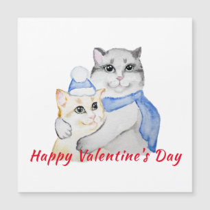 Carte Magnétique Chats mignons aquarelle câlins pour la Saint-Valen