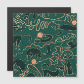 Carte Magnétique Chats Vintages : Doodle Motif transparent (Devant / Derrière)