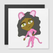 Carte Magnétique chatte rose (Devant / Derrière)