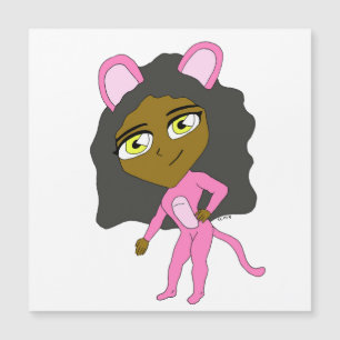 Carte Magnétique chatte rose