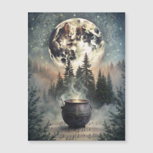 Carte Magnétique Chaudière mystique de la forêt au clair de lune -