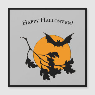 Carte Magnétique Chauve-souris vintage d'Halloween orange lune