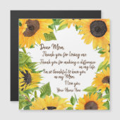 Carte Magnétique Chère maman Sunflower (Devant / Derrière)