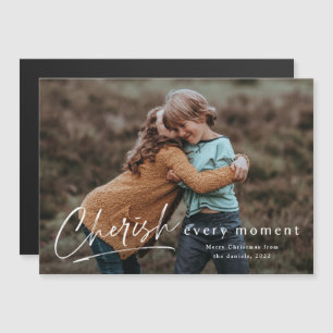 Carte Magnétique Cherish Every Moment Script Photo Joyeux Noël