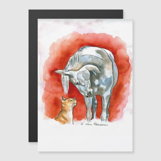 Carte Magnétique Cheval et chat (Devant / Derrière)