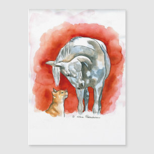 Carte Magnétique Cheval et chat