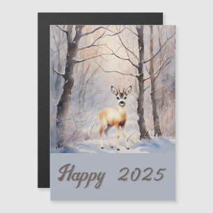 Carte Magnétique chevalier doré en hiver - Bonne année 2025