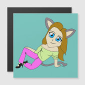 Carte Magnétique chibi catgirl (Devant / Derrière)