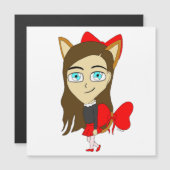 Carte Magnétique chibi catgirl (Devant / Derrière)