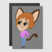Carte Magnétique chibi catgirl (Devant / Derrière)