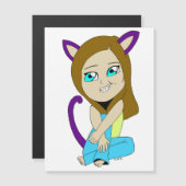Carte Magnétique chibi catgirl (Devant / Derrière)
