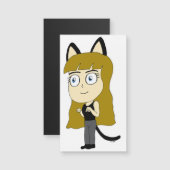 Carte Magnétique chibi catgirl (Devant / Derrière)