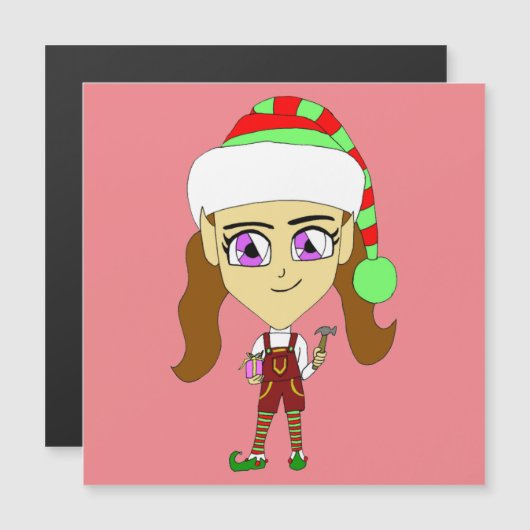 Carte Magnétique chibi elf (Devant / Derrière)