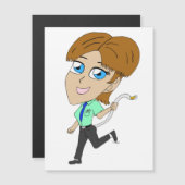 Carte Magnétique chibi fille avec aimant de queue (Devant / Derrière)