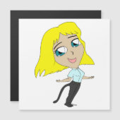Carte Magnétique chibi fille avec une queue (Devant / Derrière)