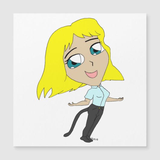 Carte Magnétique chibi fille avec une queue (Devant)
