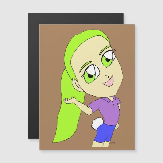 Carte Magnétique chibi fille avec une queue de lapin (Devant / Derrière)