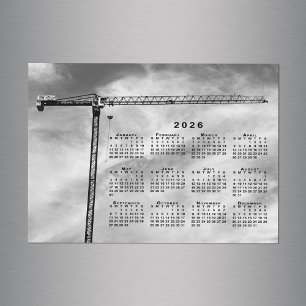 Carte Magnétique Chic Construction Grue Photo 2026 Calendrier Magne