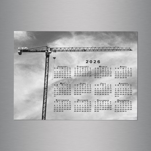 Carte Magnétique Chic Construction Grue Photo 2026 Calendrier Magne