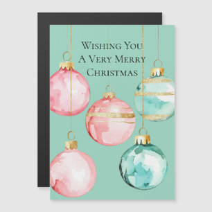Carte Magnétique Chic Mint rose or ornements de Noël
