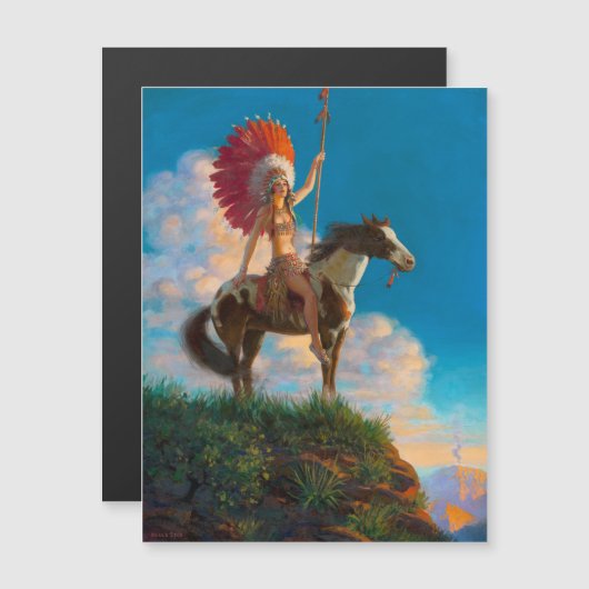 Carte Magnétique Chieftess Femme Amérindienne Chef (Devant / Derrière)