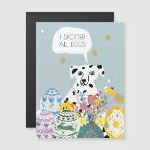 Carte Magnétique Chien dalmate amusant Oeufs Abstraits de Pâques he