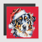 Carte Magnétique Chien de Noël mignon (Devant / Derrière)