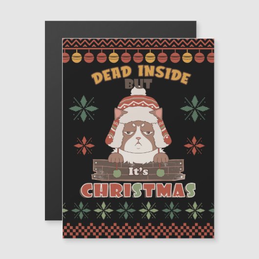 Carte Magnétique Chien de Noël sarcastique - Doux moche inspiré (Devant / Derrière)