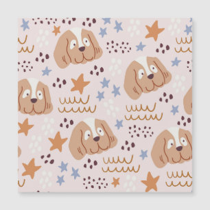 Carte Magnétique Chiens mignons, étoiles, lignes : vintage sans sou