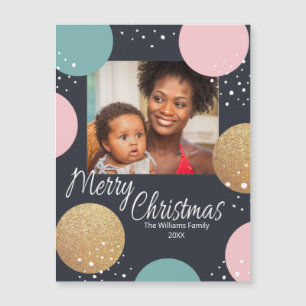 Carte Magnétique Chiffres de fête moderne Snowy Photo Noël