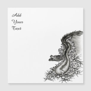 Carte Magnétique Chine Dragon, noir et blanc Design en Tattoostyl