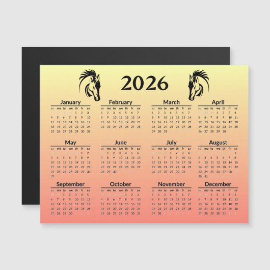 Carte Magnétique Chinese New Year of Horse 2026 Calendar (Devant / Derrière)