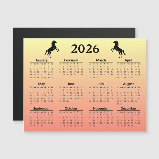 Carte Magnétique Chinese New Year of Horse 2026 Calendar (Devant / Derrière)