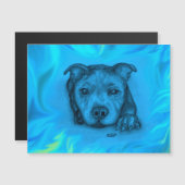 Carte magnétique chiot Staffy bleu (Devant / Derrière)