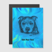 Carte magnétique chiot Staffy bleu (Devant / Derrière)