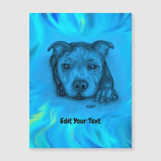 Carte magnétique chiot Staffy bleu