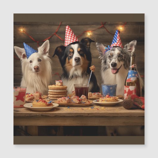 Carte Magnétique Chiots de fête (Devant)