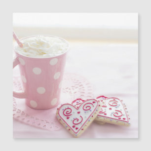 Carte Magnétique Chocolat chaud de biscuits d'amour du coeur de