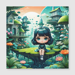 Carte Magnétique Chouette mignonne en Béanie colorée