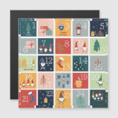 Carte Magnétique CHRISTMAS GNOMES Calendrier de l'Avent (Devant / Derrière)