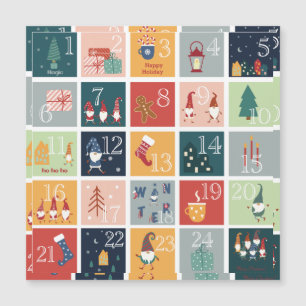 Carte Magnétique CHRISTMAS GNOMES Calendrier de l'Avent