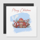 Carte magnétique Christmas Red Tea Pot House (Devant / Derrière)