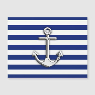 Carte Magnétique Chrome Comme Ancre Nautique Marine Bleu Stripes