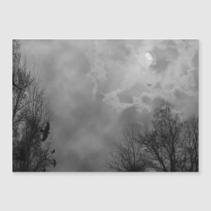 Carte Magnétique Ciel hanté de Halloween avec Ravens